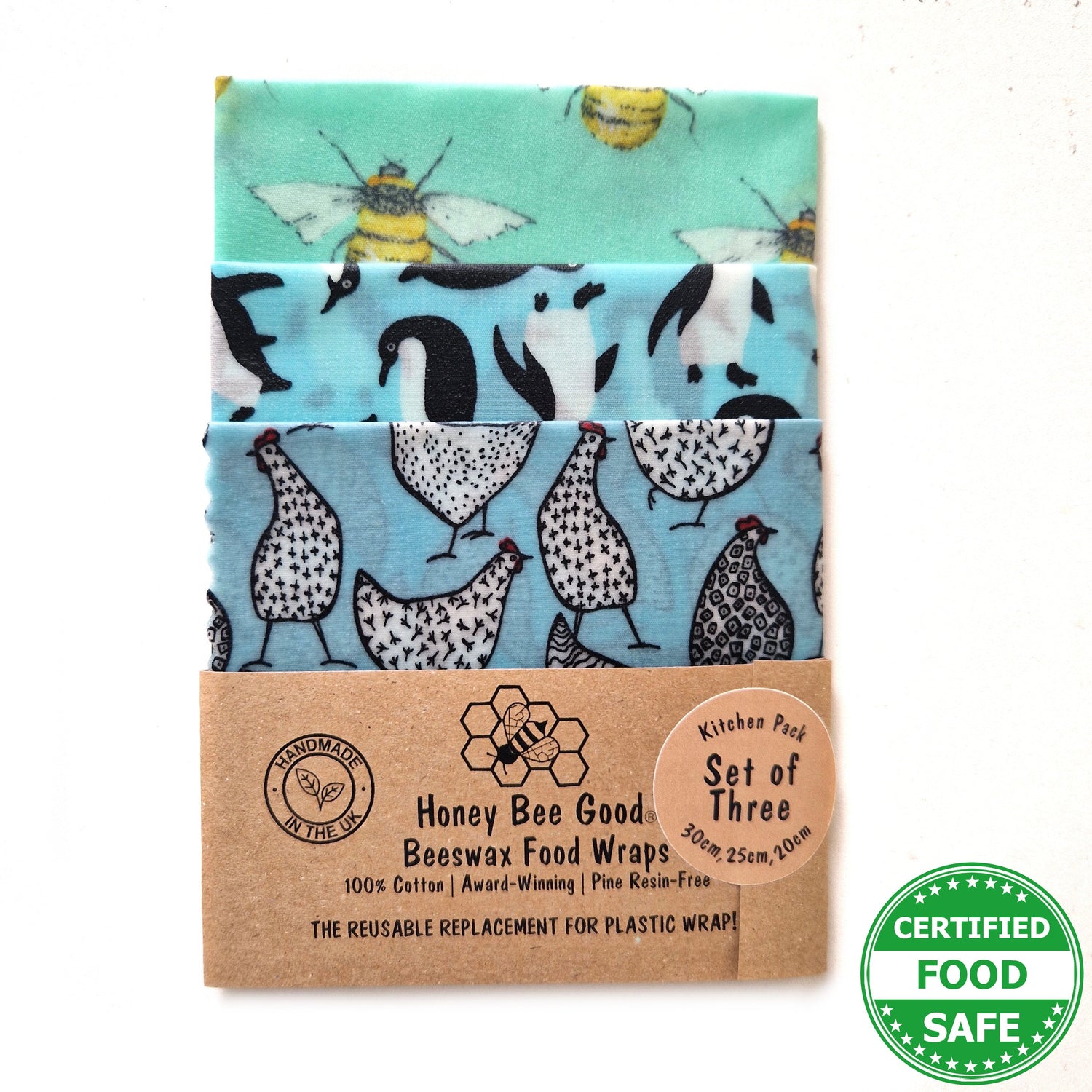 Honey Bee Good Beeswax Wraps Wings - Set of 3