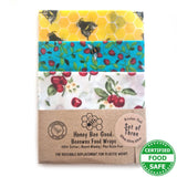 Honey Bee Good Bees & Cherries Beeswax Wraps - Set of 3