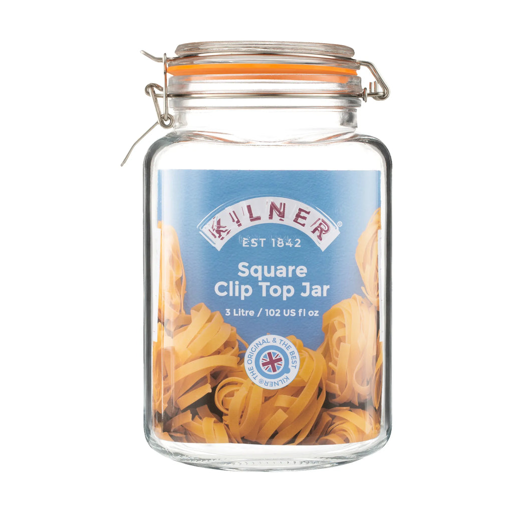 Kilner Clip Top Square Jar, 3 Litre