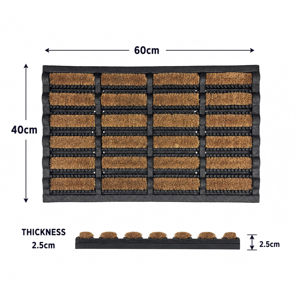 Nicoman Rubber and Coir Scraper Door Mat - 75cm X 45cm