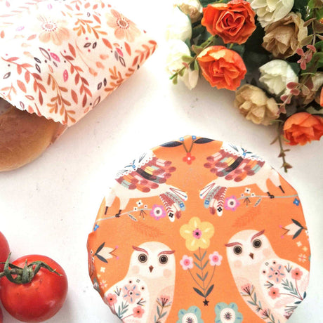 Honey Bee Good Handmade Beeswax Wraps Owl - Set of 3