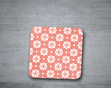 Shadowbright Coral and White Geometric Tiles Design Coasters, Table Decor Drinks Mat