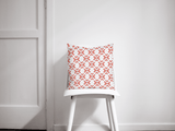 Shadowbright Coral and White Geometric Design Cushion, Throw Pillow