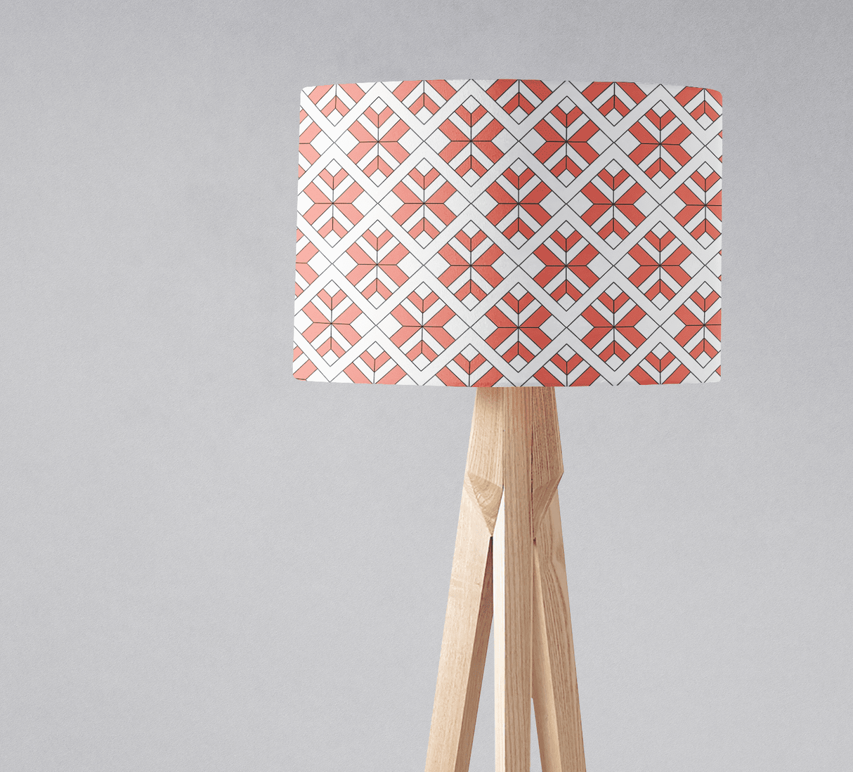 Shadowbright Coral and White Geometric Design Lampshade, Ceiling or Table