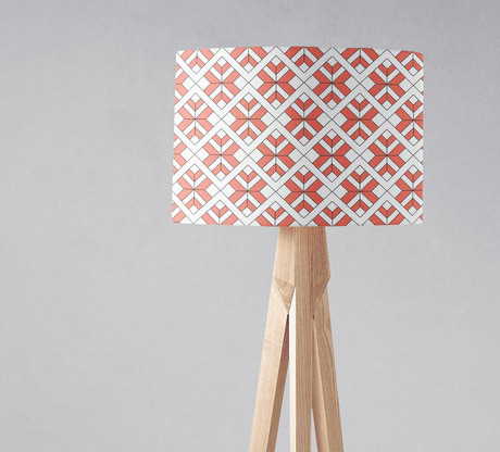 Shadowbright Coral and White Geometric Design Lampshade, Ceiling or Table