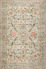 The Rugs - Eco-Washable Beige Rug Flowers Design