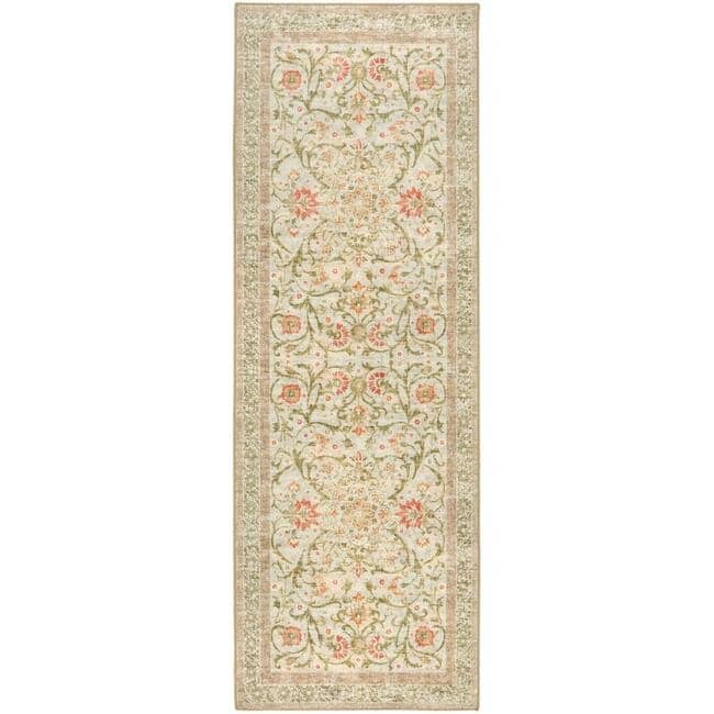 The Rugs - Eco-Washable Beige Rug Flowers Design