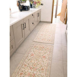 The Rugs - Eco-Washable Beige Rug Flowers Design