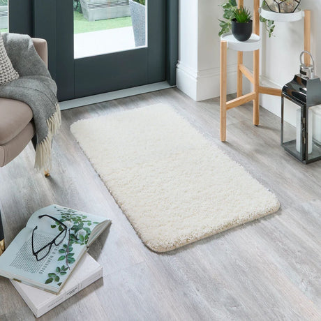 Machine Washable Ghost Ivory Shaggy Rug by The Rugs