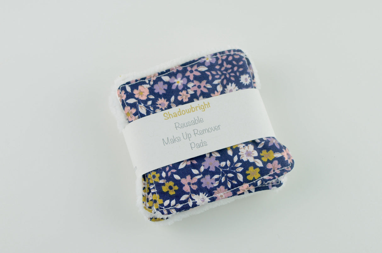 Shadowbright Reusable Blue Floral Makeup Pads - 8cm x 8cm