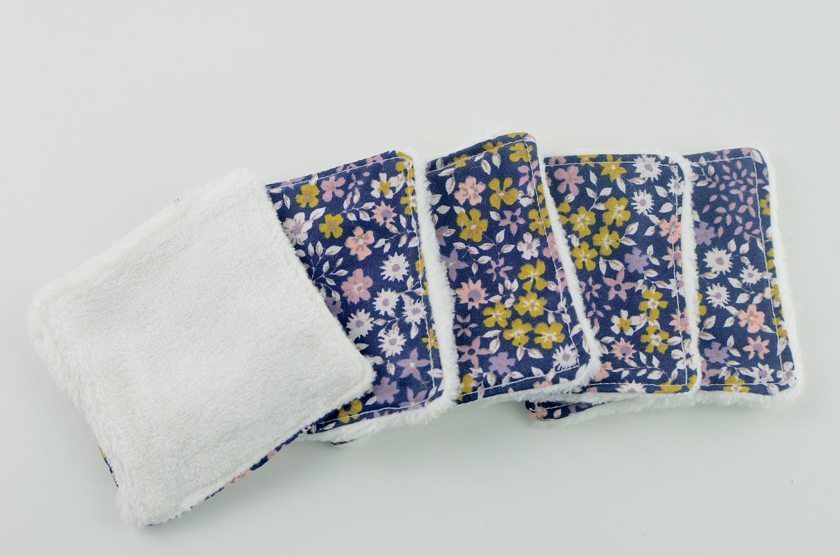 Shadowbright Reusable Blue Floral Makeup Pads - 8cm x 8cm