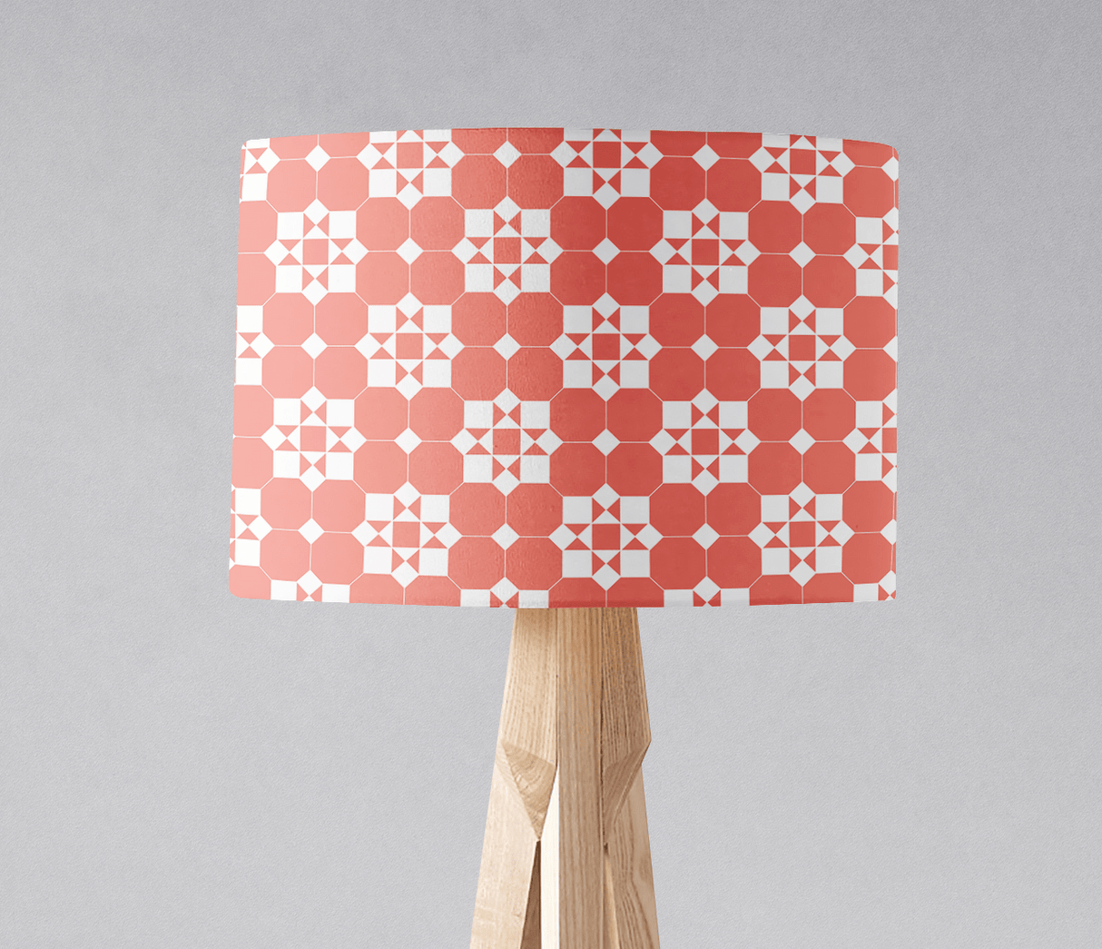 Shadowbright Coral and White Geometric Tiles Design Ceiling or Table Lampshade