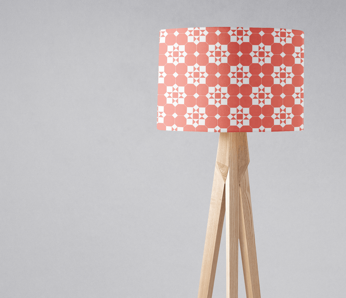 Shadowbright Coral and White Geometric Tiles Design Ceiling or Table Lampshade