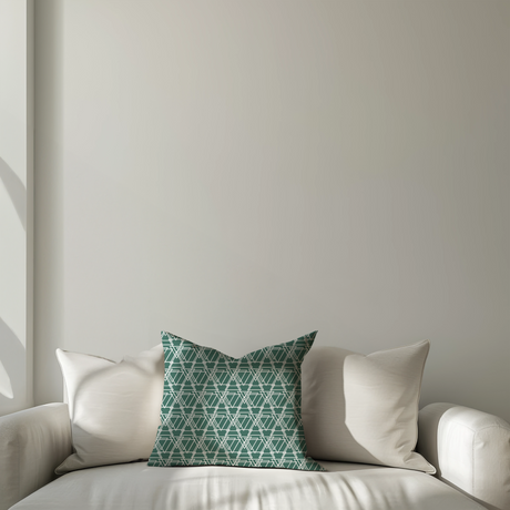 Shadowbright Dark Green Triangle Pattern Cushion Cover - 100% Cotton