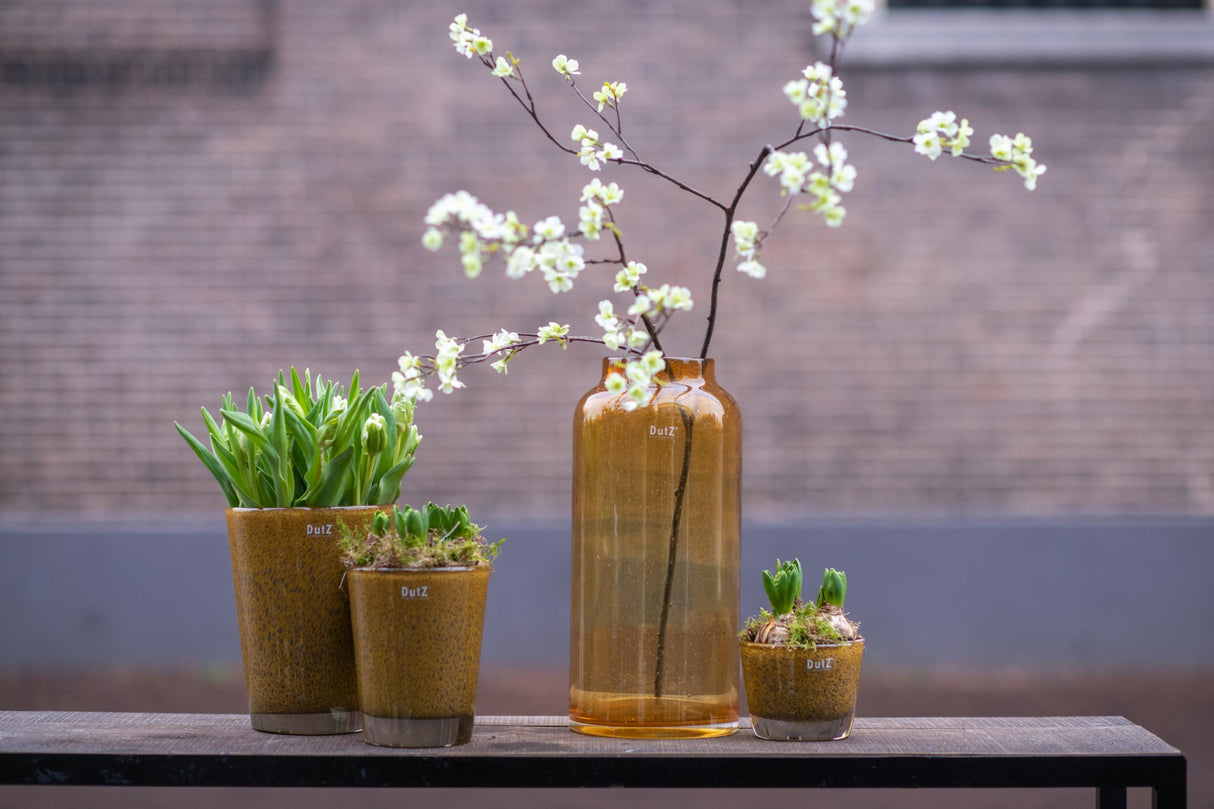 Lowlands Design Conic Vase Thick Glass with Bubbles