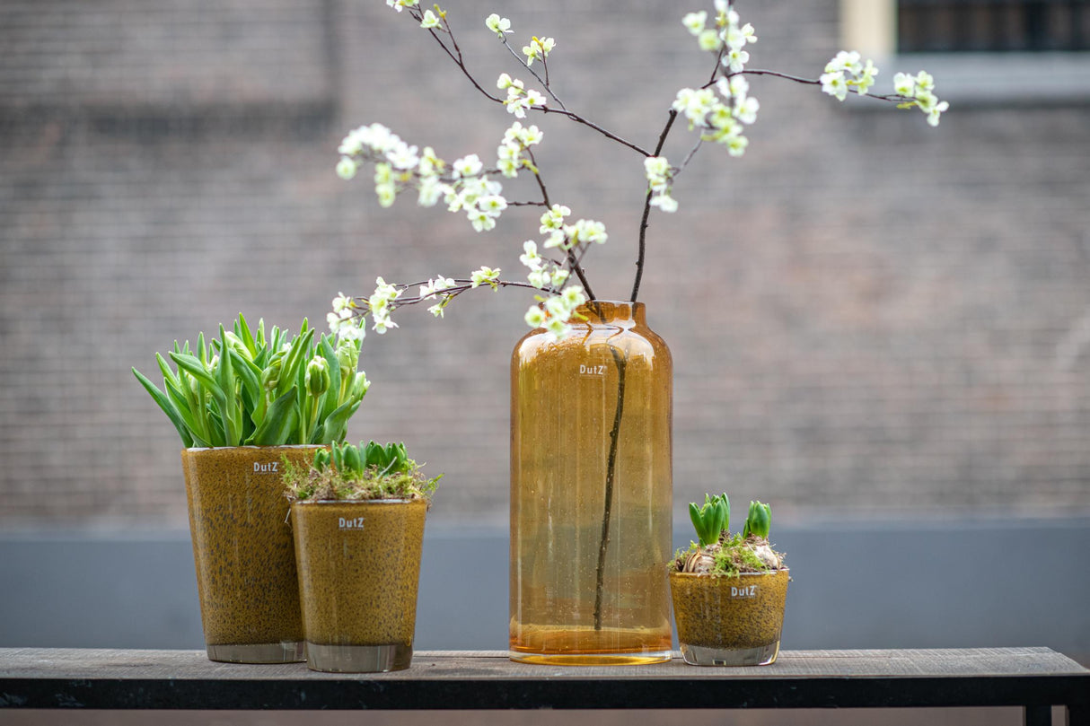 Lowlands Design Conic Vase Thick Glass with Bubbles