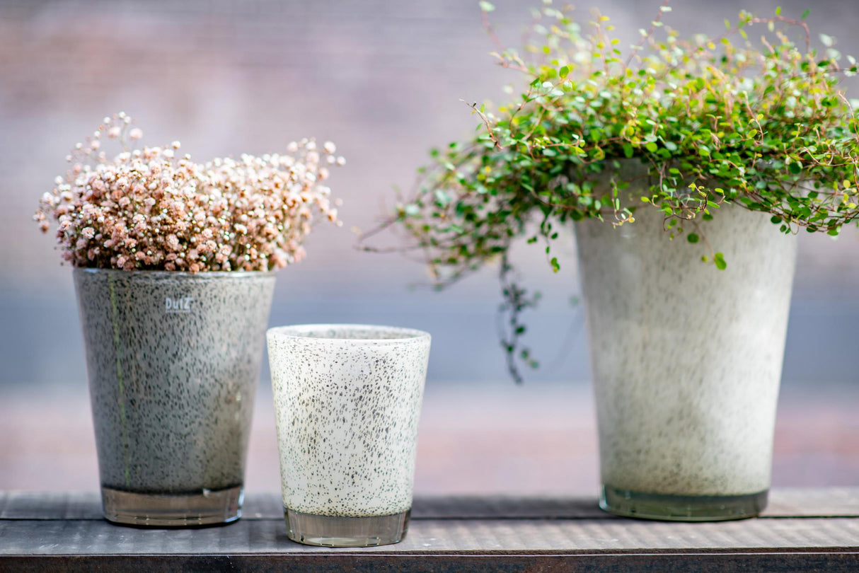 Lowlands Design Conic Vase Thick Glass with Bubbles