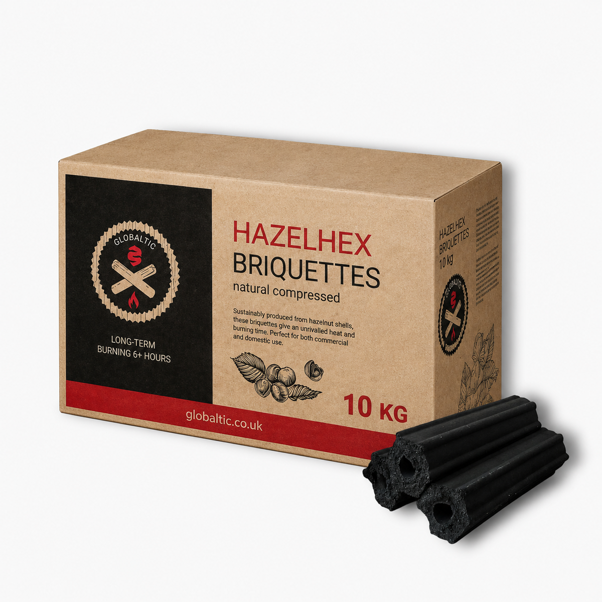 Globaltic HazelHex Briquettes - 10kg