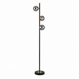 Pagazzi Eaen 3 Light Black and Gold Floor Lamp with Smoked Glass