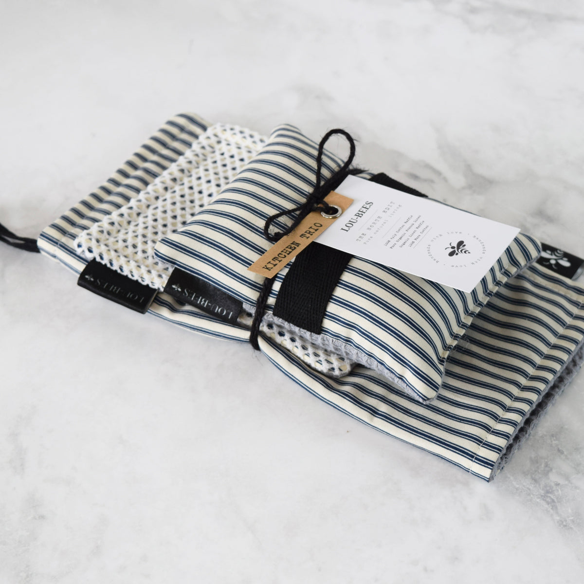 Lou-bees French Inspired Navy Stripe Kitchen Trio