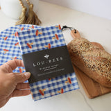 Lou-bees Toadstools on Gingham Large Beeswax Wrap