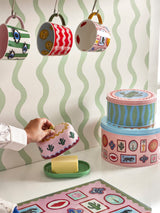 Colourful ceramic butter dish designed by Eleanor Bowmer for Pure Table Top – Electric Coast range