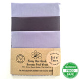Honey Bee Good Earth Tones Plum Beeswax Wraps - Set of 3