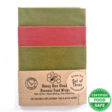 Honey Bee Good Earth Tones Sage Beeswax Wraps - Set of 3