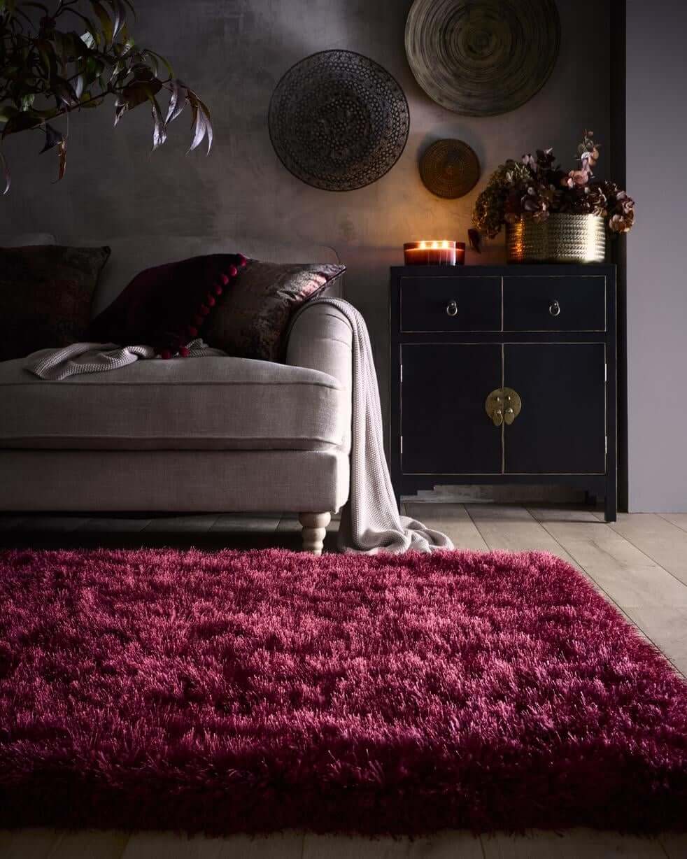 The Rugs Extravagance Wine Red Shaggy Rug
