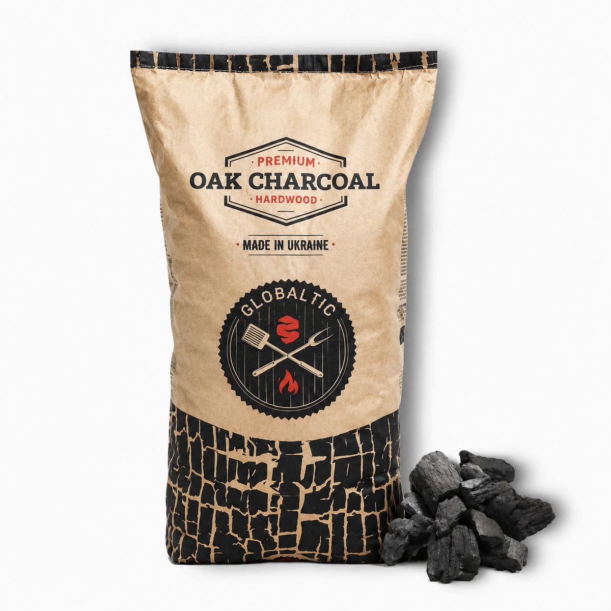 Globaltic Oak Lumpwood Charcoal - 10kg
