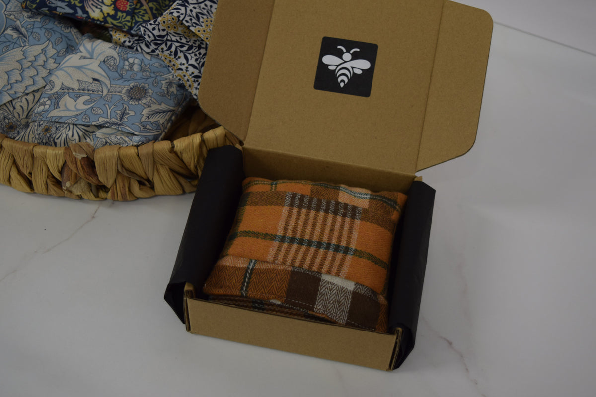Lou-bees Soft Burnt Orange Highland Tartan Hand Warmers