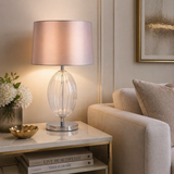 Pagazzi Freya Grey Ribbed Glass Table Lamp
