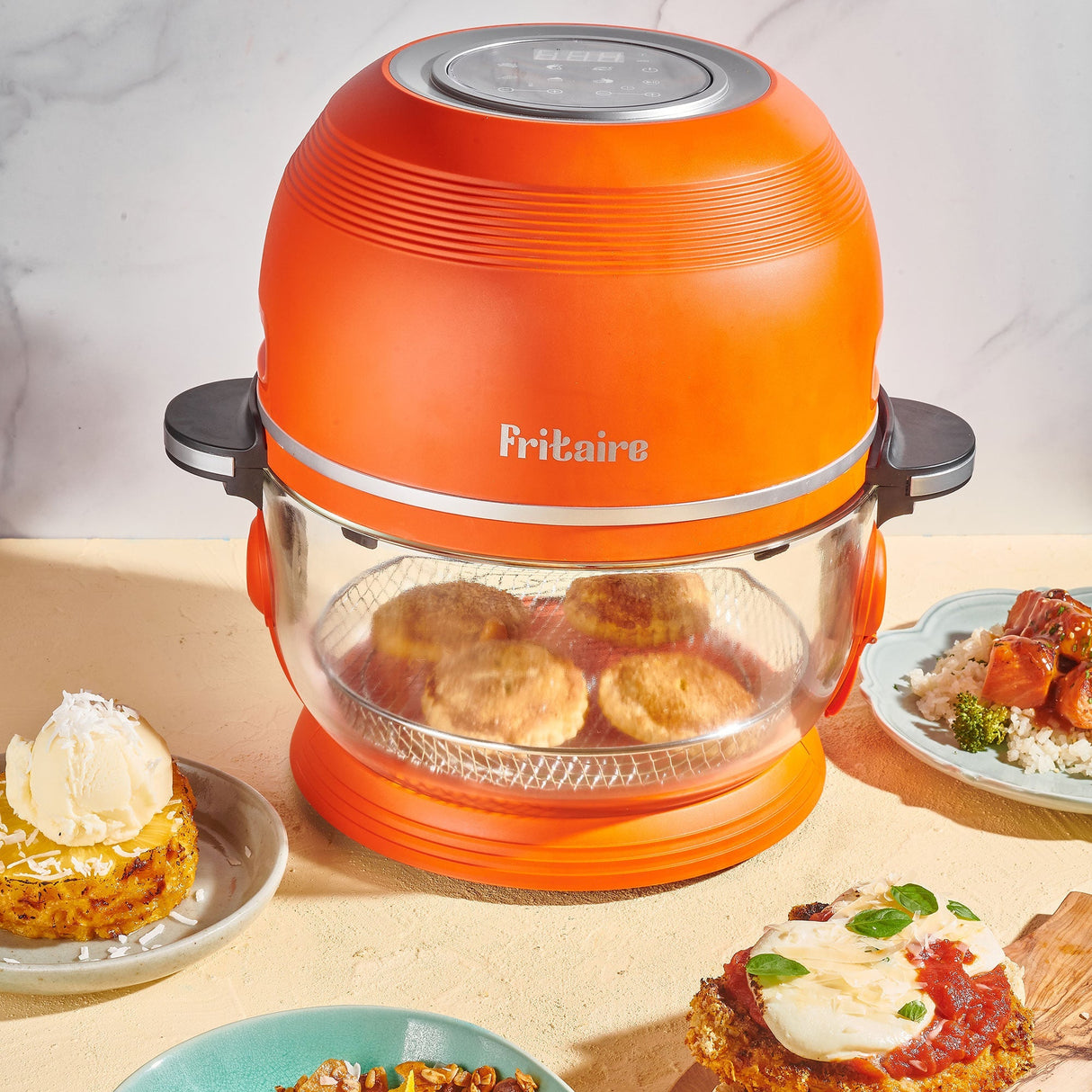 Fritaire Self-Cleaning Glass Bowl Air Fryer - Cherry Red