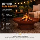 Nicoman Heavy-Duty Pre-Rusted Metal Corten Steel Round Firepit