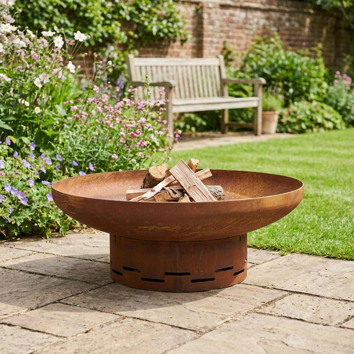 Nicoman Heavy-Duty Pre-Rusted Metal Corten Steel Round Firepit