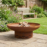 Nicoman Heavy-Duty Pre-Rusted Metal Corten Steel Round Firepit