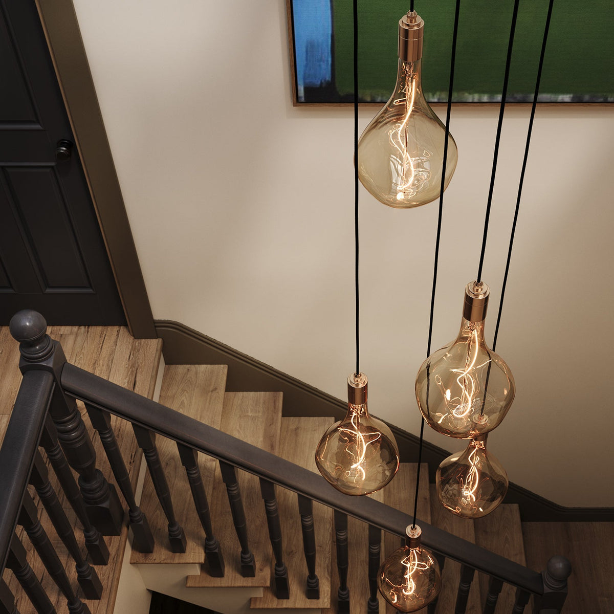 Tala Five Pendant in Brass with Voronoi III Bulbs