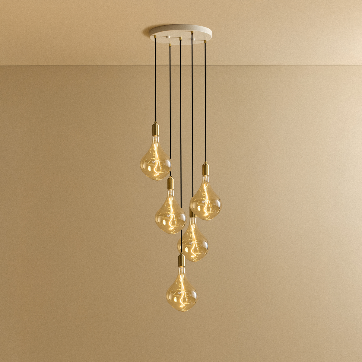 Tala Five Pendant in Brass with Voronoi II