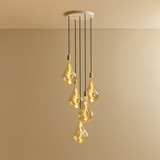 Tala Five Pendant in Brass with Voronoi III Bulbs