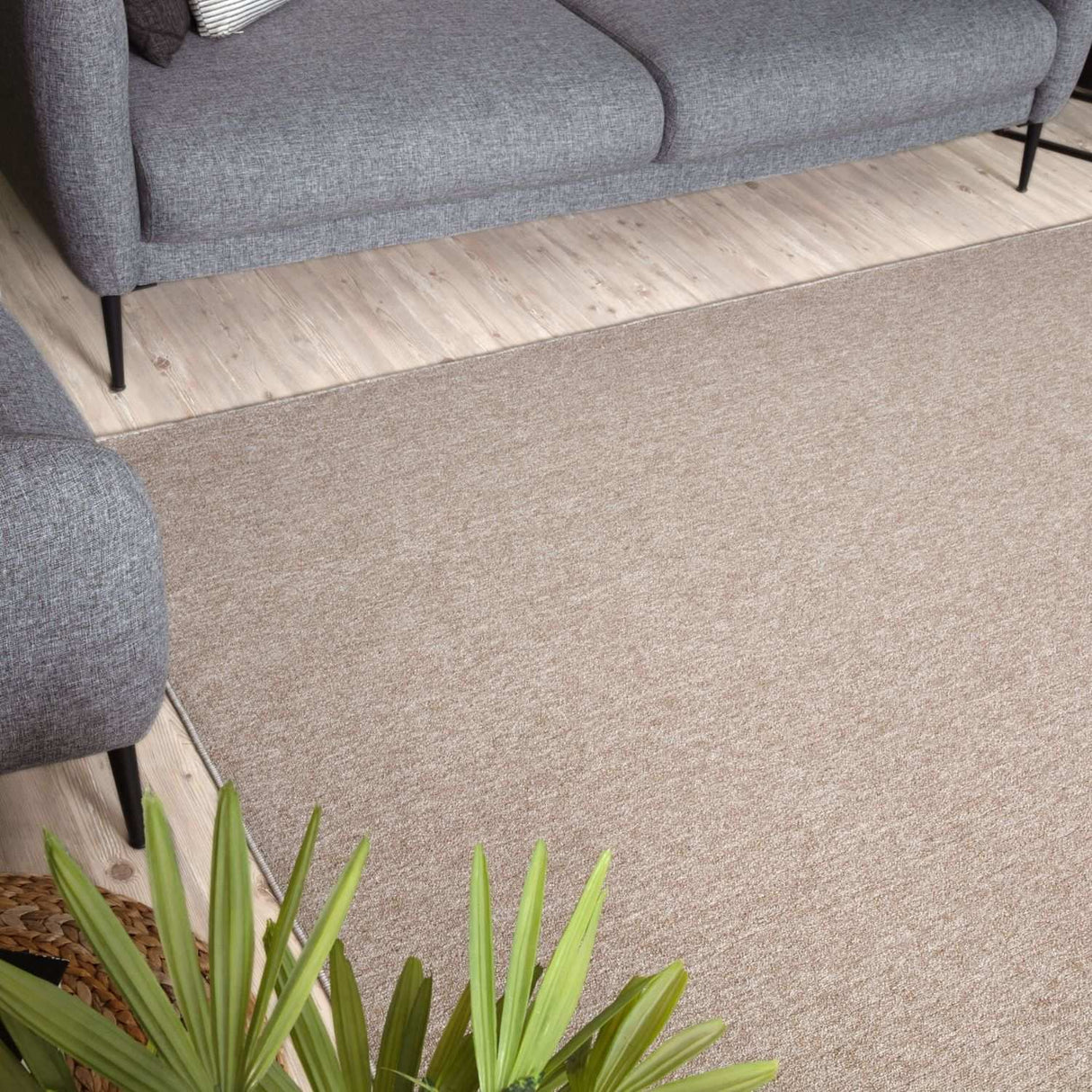 The Rugs Flex Beige Low Pile Solid Rug