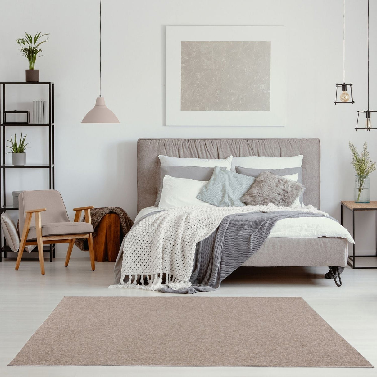 The Rugs Flex Beige Low Pile Solid Rug