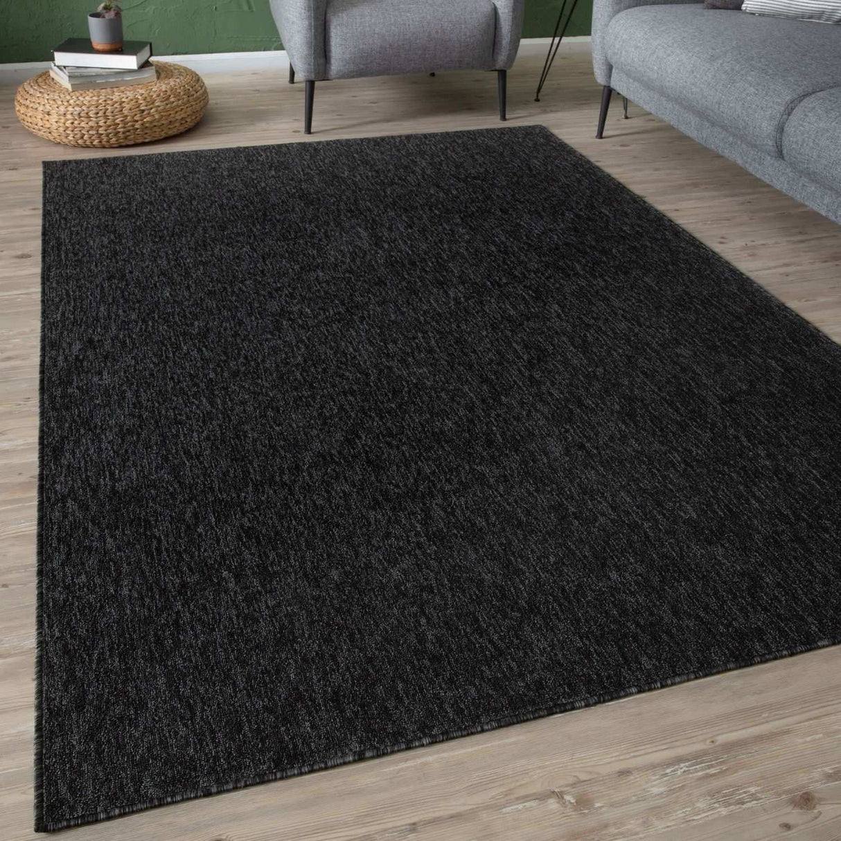 Flex Dark Grey Low Pile Solid Rug