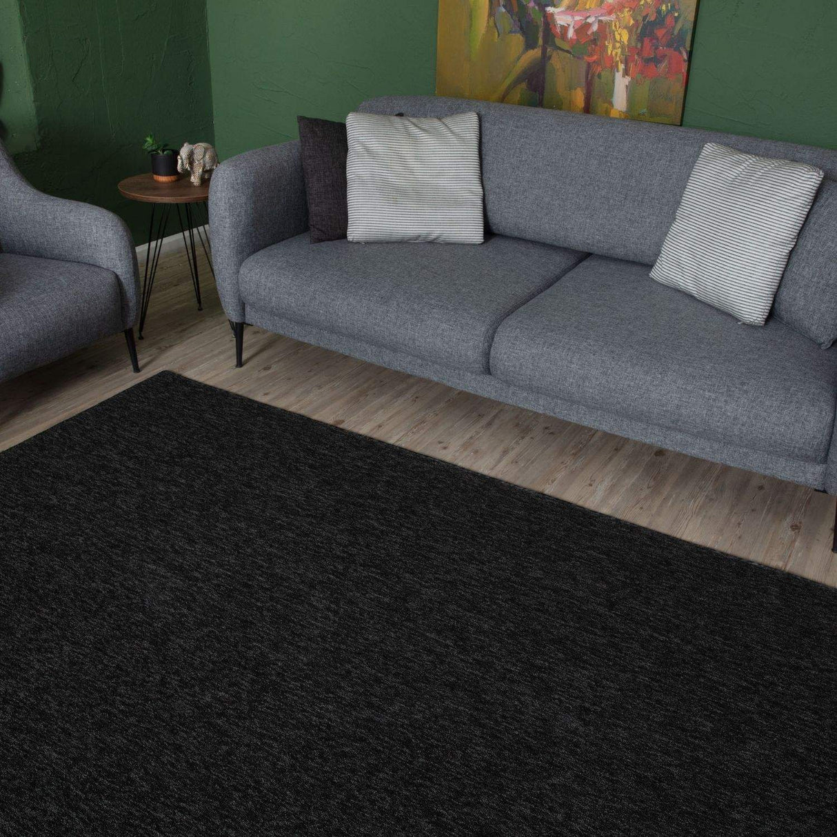 Flex Dark Grey Low Pile Solid Rug