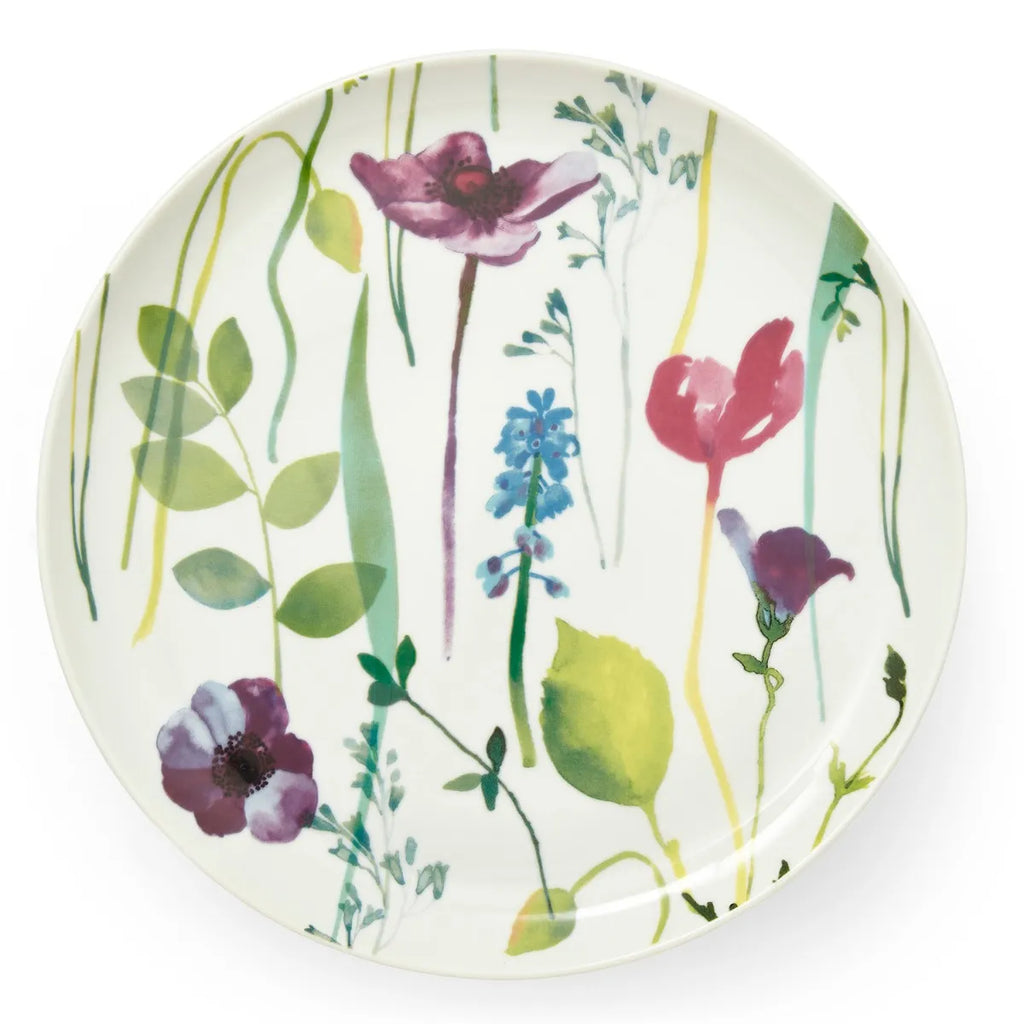 Portmeirion Porcelain Water Garden Footed Cake Plate with Floral Print