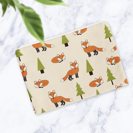Shadowbright Beige Scandi Foxes Make Up Bag -  24cm x 19cm