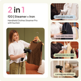 Fridja F20 Handheld Clothes Steamer Pro with Suction