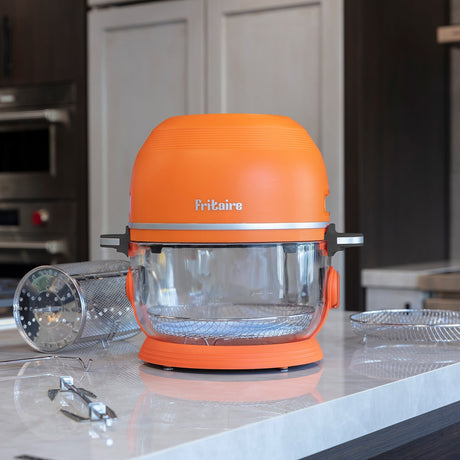 Fritaire Self-Cleaning Glass Bowl Air Fryer - ORANGE