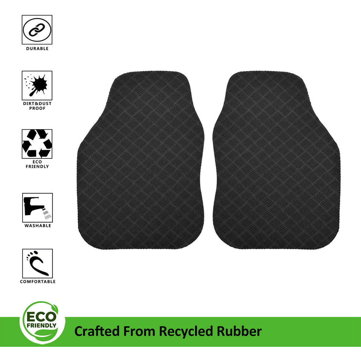 Nicoman Eco Friendly Car Mat 2pc Front Set Rubber Non Slip