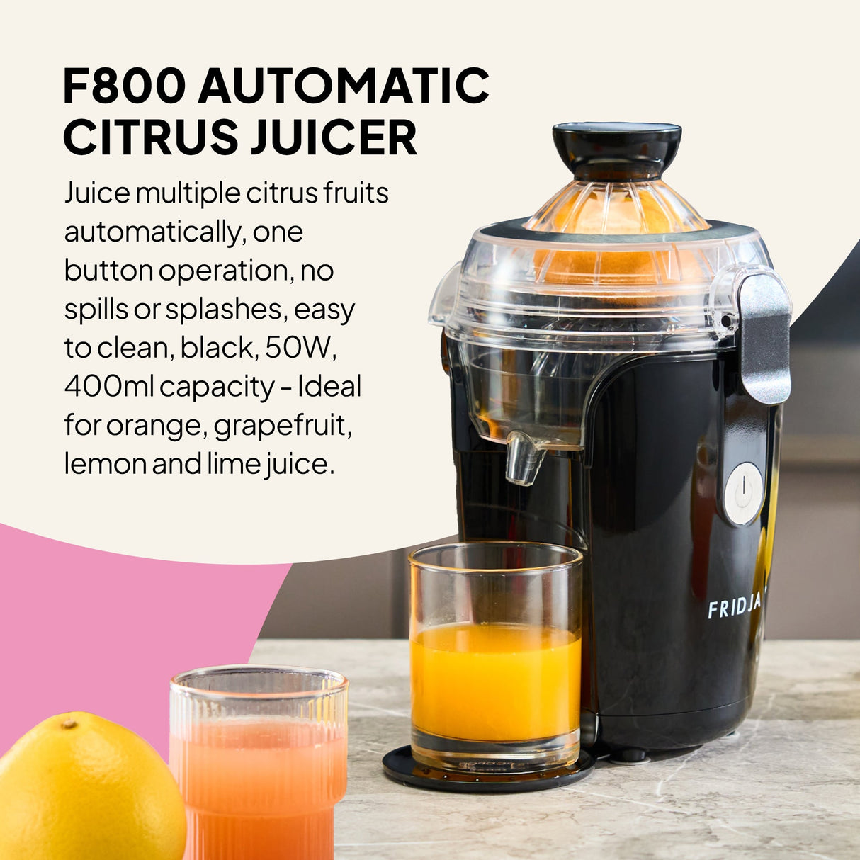 Fridja F800 Automatic Citrus Juicer - One‑Touch Juice Extractor