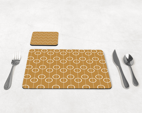 Shadowbright Gold Retro Geometric Circles Placemats, Set of 4/6